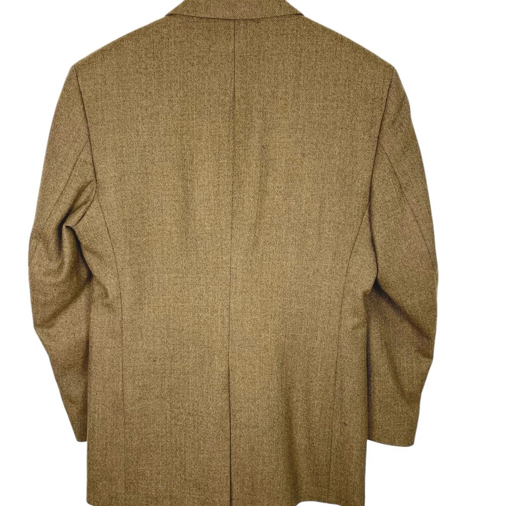 COVINGTON Men's 38 Reg 100% Wool Herringbone Tan Blazer Fully Lined - Picture 2 of 15